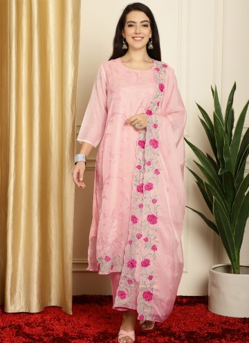 Embroidered Organza Pink Designer Salwar Kameez