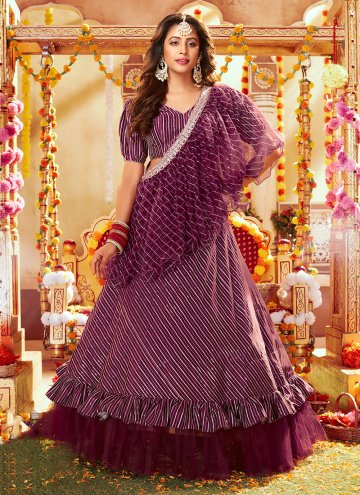 Embroidered Satin Purple Layered Lehenga Choli
