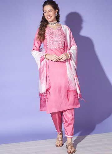 Embroidered Silk Pink Salwar Suit