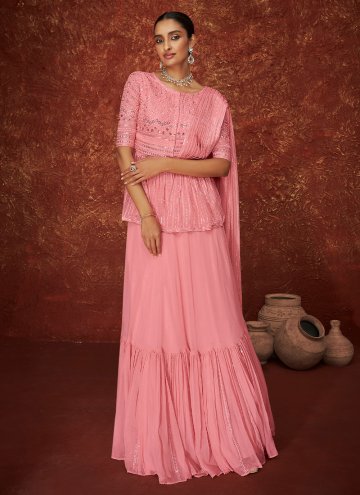 Fab Pink Georgette Embroidered Salwar Suit