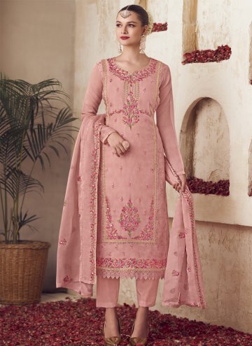 Fab Pink Organza Embroidered Trendy Salwar Suit
