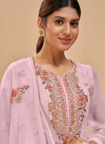 Fab Pink Pure Georgette Embroidered Designer Pakistani Salwar Suit