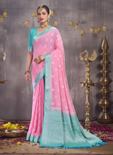 Georgette Classic Designer Saree in Rose Pink Enha