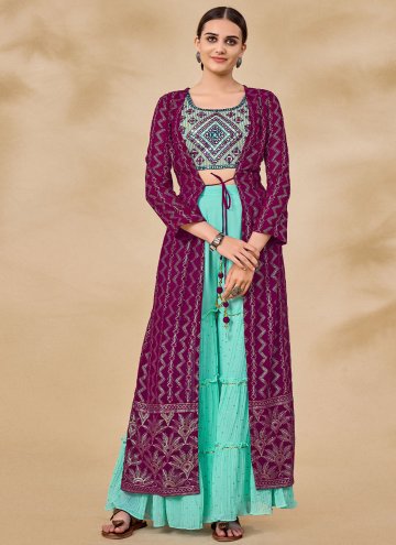 Georgette Palazzo Suit in Wine Enhanced with Sequi