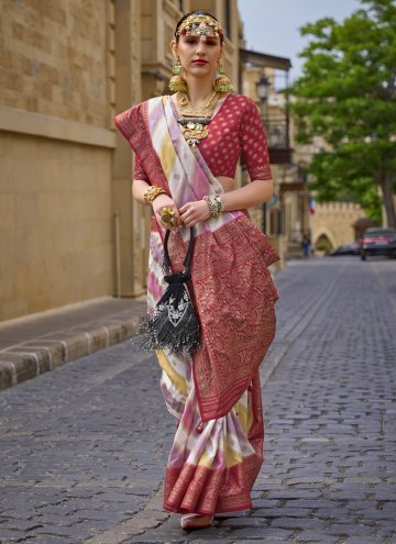 Glorious Fancy work Silk Multi Colour Designer Sar