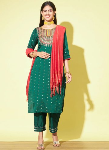 Glorious Green Silk Blend Embroidered Salwar Suit