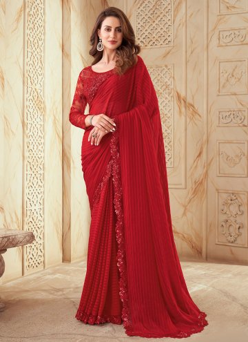 Glorious Red Silk Border Classic Designer Saree for Ceremonial