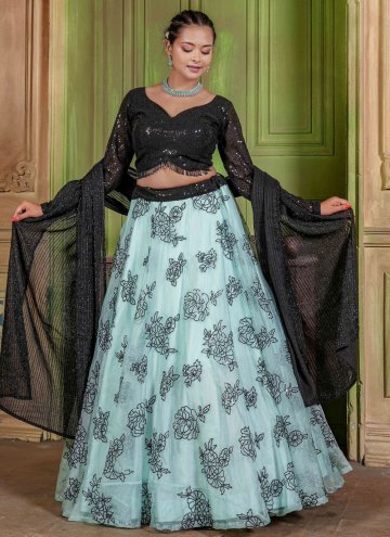 Glorious Turquoise Organza Embroidered Readymade L