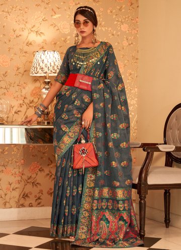 Glorious Woven Pashmina Black Trendy Saree