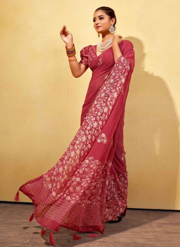Gratifying Pink Georgette Foil Print Traditional S