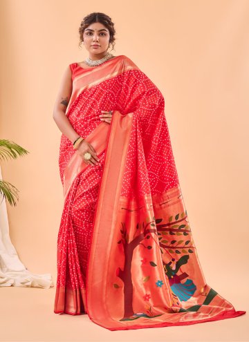 Gratifying Woven Silk Red Trendy Saree
