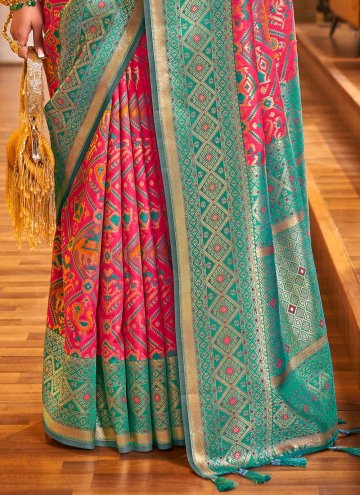 Green and Magenta Patola Silk Woven Designer Traditional Saree