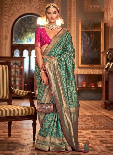Green Banarasi Woven Trendy Saree for Ceremonial