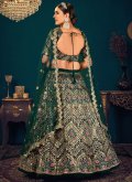 Green Bollywood Lehenga Choli in Georgette with Embroidered - 1