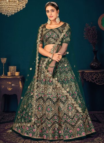 Green Bollywood Lehenga Choli in Georgette with Embroidered