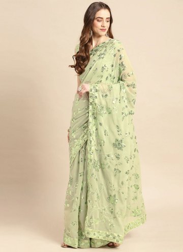 Green Classic Designer Saree in Art Silk with Embroidered