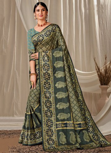 Green color Art Silk Classic Designer Saree with Embroidered