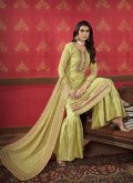 Green color Faux Georgette Designer Pakistani Salwar Suit with Embroidered - 2