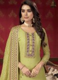 Green color Faux Georgette Designer Pakistani Salwar Suit with Embroidered - 3