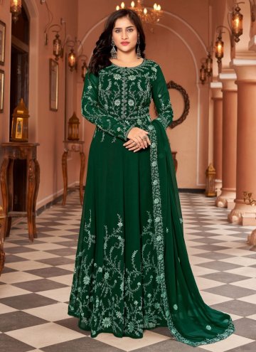 Green color Faux Georgette Floor Length Leyered Sa