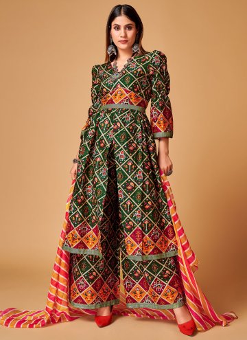 Green color Printed Rayon Palazzo Suit