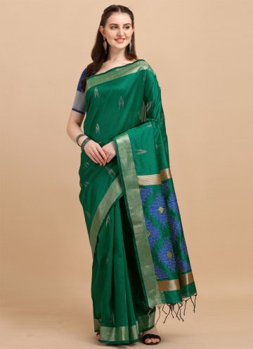 Green color Sequins Work Banglori Silk Trendy Saree