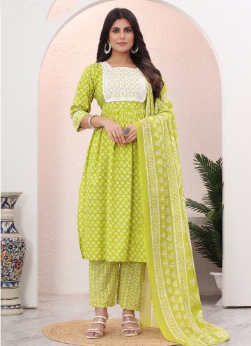 Green Cotton  Embroidered Trendy Salwar Kameez for