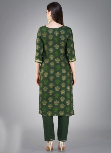 Green Cotton  Embroidered Trendy Salwar Suit for Casual