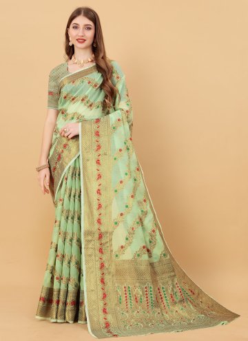Green Cotton Silk Border Classic Designer Saree