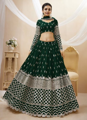 Green Georgette Embroidered Designer Lehenga Choli for Engagement