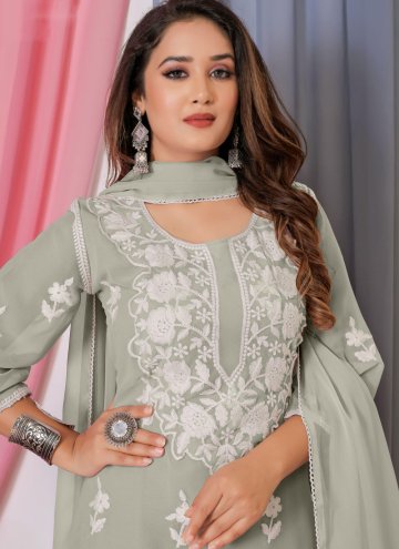 Green Georgette Embroidered Trendy Salwar Kameez for Ceremonial