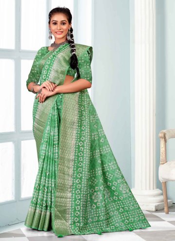 Green Jacquard Printed Contemporary Saree for Casual