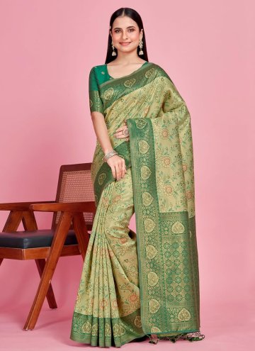 Green Kanjivaram Silk Woven Contemporary Saree for