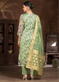 Green Organza Hand Work Salwar Suit for Ceremonial - 2