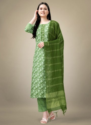 Green Pant Style Suit in Rayon with Embroidered