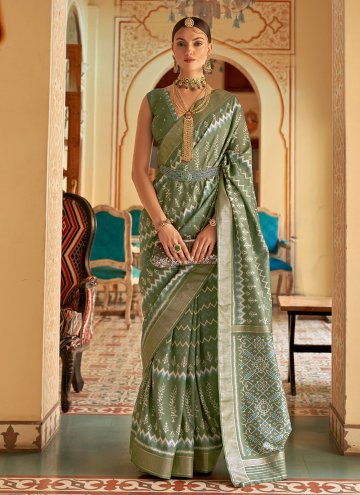 Green Patola Silk Woven Classic Designer Saree for Ceremonial