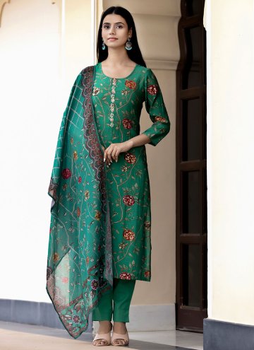 Green Silk Embroidered Salwar Suit