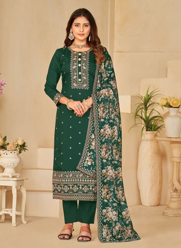Green Trendy Salwar Suit in Silk with Embroidered