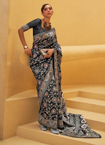 Grey color Art Silk Trendy Saree with Chikankari Work