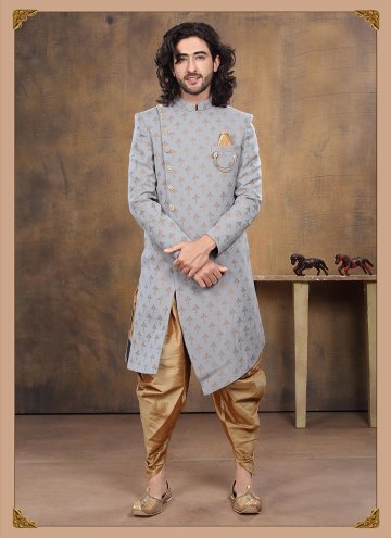 Grey Imported Embroidered Indo Western