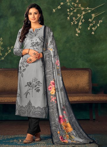Grey Pashmina Digital Print Trendy Salwar Suit for Ceremonial
