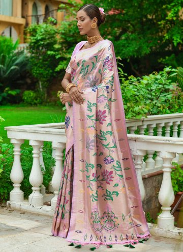 Lavender color Woven Silk Designer Saree