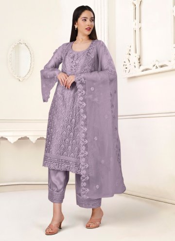 Lavender Straight Suit in Net with Cord