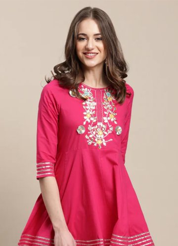 Magenta Cotton  Embroidered Palazzo Suit for Ceremonial