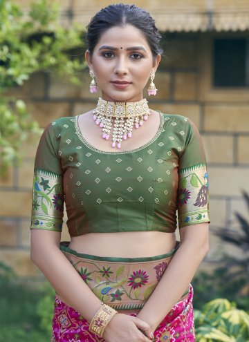 Magenta Trendy Saree in Patola Silk with Patola Print