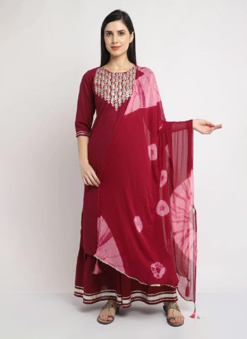 Maroon Cotton  Thread Work Salwar Suit