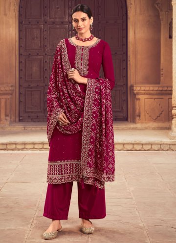 Maroon Georgette Embroidered Pakistani Suit for Ceremonial