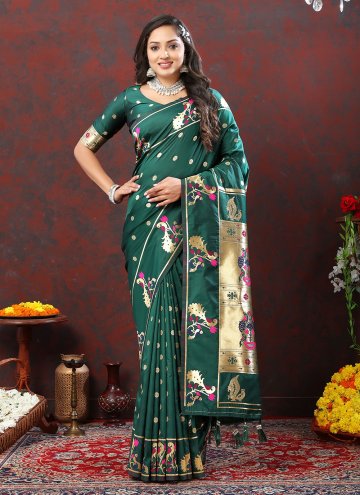 Meenakari Silk Green Trendy Saree