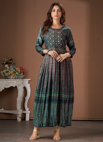 Multi Colour Casual Kurti in Muslin with Embroider