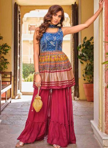 Multi Colour color Bandhej Print Georgette Trendy Salwar Suit